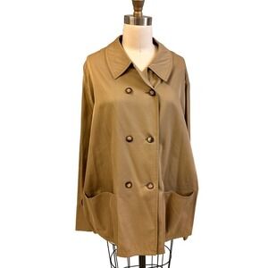 VTG Shamask Tan Jacket DB Cotton Blend Womens S-XL Made in Italy